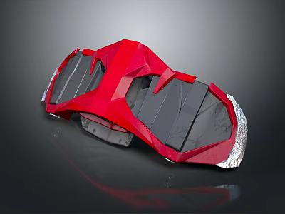 Red Streamlined Aerospace Vehicle Model For Cosmic Space Exploration 3d model