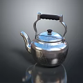 Shiny Silver Teapot With Black Handle On Smooth Reflective Surface 3d model
