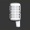 Retro Style Vintage Microphone With Chrome Grid Design On Black Background