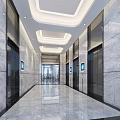 Modern Elevator Lobby Interior With Marble Walls Elevator Doors Polished Floors And Lighting 3d model