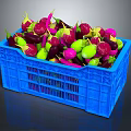 Fresh Vibrant Assorted Colored Vegetables Displayed Together in Blue Plastic Crate