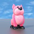Cute Pink Dog Stuffed Toy With Black Eyes Nose And Shoes