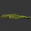 Detailed 3D Terrain Model With Green Vegetation And Yellow Land Undulating Topography