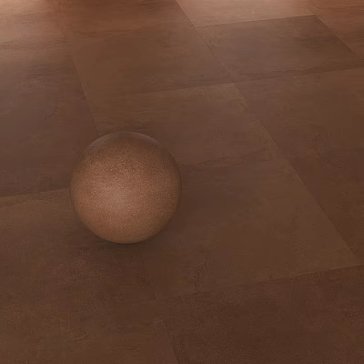 Elegant Brown Floor Tiles with Textured Surface and Round Sphere Decor 3d model