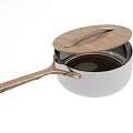 Stainless Steel Cooking Pot with Wooden Handle and Lid Modern Design for Kitchen Use
