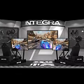 Integra Racing Simulator Setup Featuring Multiple Screens Racing Seats And Steering Wheels 3d model