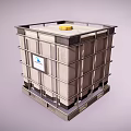 Industrial Storage Container With Metal Frame Yellow Lid And Side Label 3d model