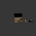 Wooden Cabin Scene With Sandy Ground Wheelbarrow Barrels Crates And Bench