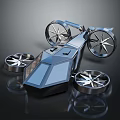 Sleek Modern Silver Smart Machine With Multiple Wheels And Propellers Design 3d model