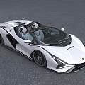White Lamborghini Convertible Sports Car With Modern Sleek Exterior Design