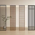 Modern Room Dividers With Different Grid And Vertical Slat Patterns For Interior Decor 3d model