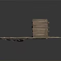 Modern Wooden Bridge Structure On Rocky Ground With Metal Support Legs