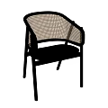 Modern Leisure Chair With Black Wooden Frame Wicker Backrest And Curved Design