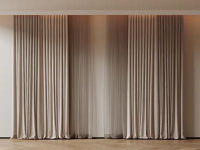 Modern Beige Curtains With Soft Flowing Fabric For Elegant Home Interior 3d model