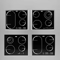 Kitchen Appliances Electric Hobs With Different Design Black Panel And Multiple Heating Zones 3d model