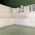 White Kitchen Cabinets With Upper Lower Storage And Countertop Sink Range Hood 3d model