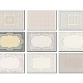 Square Rugs Featuring Classic And Modern Patterns In Beige Blue Gray Tones 3d model