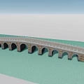Ancient Stone Arch Bridge With Multiple Arches Spanning Calm Blue Water Adorned With White Railings
