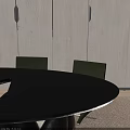 Modern Black Oval Dining Table Set With Green Chairs Unique Leg Design And Woven Rug