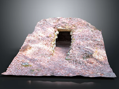 Scenic Landscape With Natural Stone Arch Rocky Entrance And Sunlit Surface 3d model