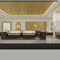 Elegant Jewelry Store Interior Design With Gold Ceiling Decorative Pillars And Display Counters