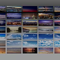 Stunning Scenery Photo Collage With City Night Views Sunset Sky And Seascapes