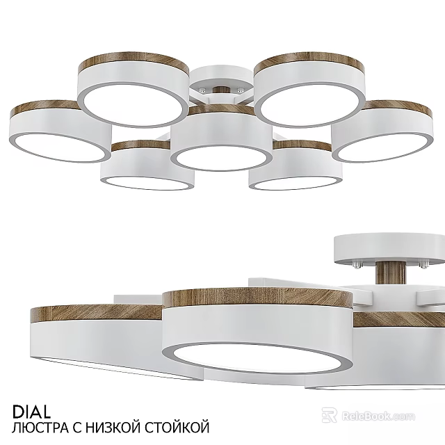 Modern Ceiling Light With Multiple Circular Panels And Wooden White Design 3d model