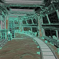 Industrial Sci Fi Interior With Curved Metal Tracks And Metal Frames