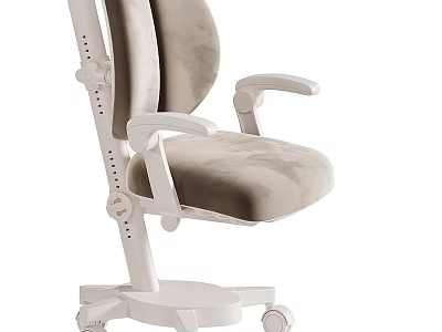 Adjustable Modern Office Armchair With White Frame Gray Fabric And Wheels 3d model