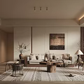 Modern Beige Living Room Interior Design With Sofa Coffee Table Rug And Decorative Artwork