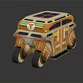 Orange And White Robotic Vehicle With Tracks Solar Panels And Equipment