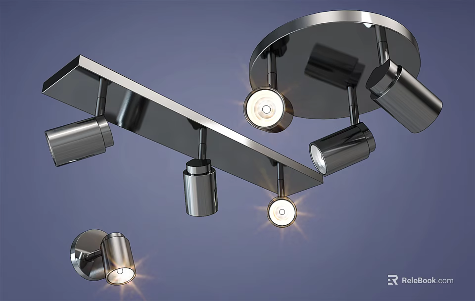 Modern Ceiling Mounted Downlights and Spotlights with Metal Finish for Indoor Lighting 3d model 