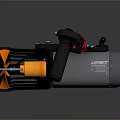 Pneumatic Weapon With Black Body Red Components Silver LEAP Cylinder And Orange Internal Parts