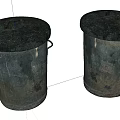 Public Facility Old Metal Trash Bins With Lids And Handles For Outdoor Use