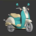 Stylish Teal and Cream Scooter with Beige Seat on Black Smooth Surface and Reflection