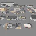 Multiple Different Architectural Post Station Models With Various Design Styles