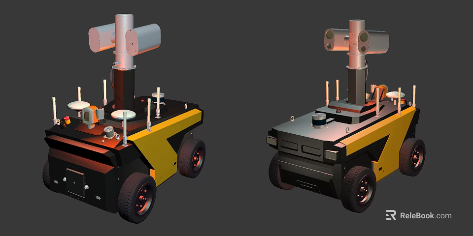 Smart Machines Mobile Robots Equipped With Wheels And Sensor Devices 3d model