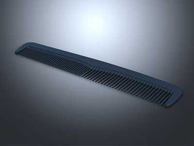 Dark Blue Plastic Comb With Fine Teeth In Soft Lighting Modern Design 3d model