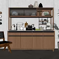 Nordic Sideboard Storage Cabinet Log High and Low Cabinet 3d model