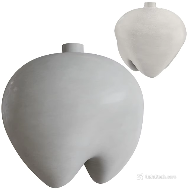 Modern White Ceramic Vases With Unique Round Shape For Floral Decoration 3d model 