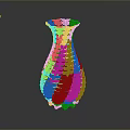 Hand Carved Light Blue Vase With Woven Texture And Sculpted Scalloped Rim