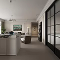 Modern Living And Dining Room Interior With Sofa Dining Table And Chandelier