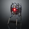 Futuristic Mechanical Device With Red Glowing Core And Metal Support Legs 3d model