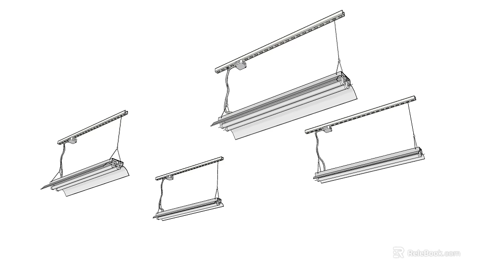 Modern Linear Hanging Chandeliers With Sleek Design For Home Interior 3d model