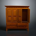 Wooden Entryway Side Cabinet With Open Door Multiple Drawers And Storage Space