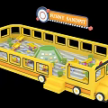 Kids Playground With School Bus Shaped Funny Sandpit For Children Fun