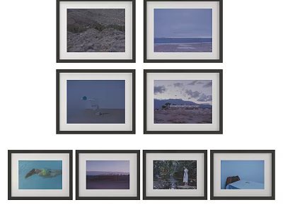 Photo Frames With Various Scenic And Portrait Photos Arranged In Grid Layout For Wall Decor 3d model