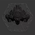 Game Movie Sci Fi Mechanical Robot Character with Metallic Armor Standing on Hexagonal Base