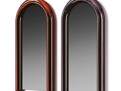 Two Arched Mirrors With Red And Purple Frames For Modern Interior Decor 3d model