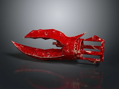 Red Claw Shaped 3D Model With Textured Surface On Gray Background 3d model